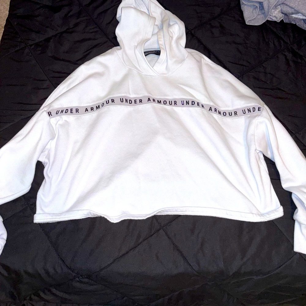 Under Armour White Logo Cropped Hoodie